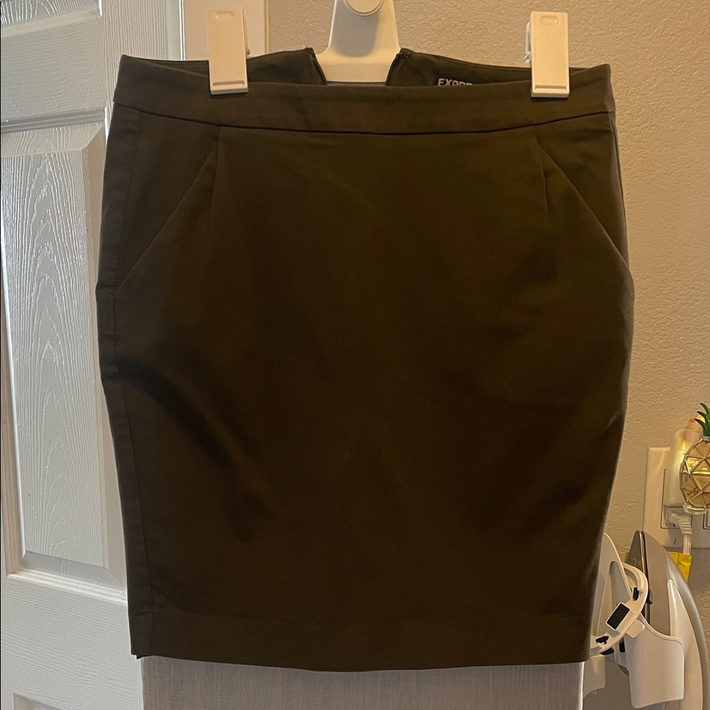 Express Olive Green Pencil Skirt